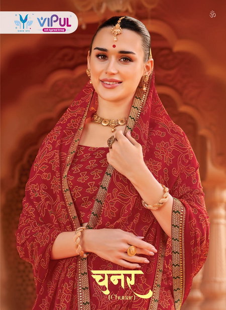 Chunar By Vipul Marbal Chiffon Fancy Saree Wholesale Price In Surat